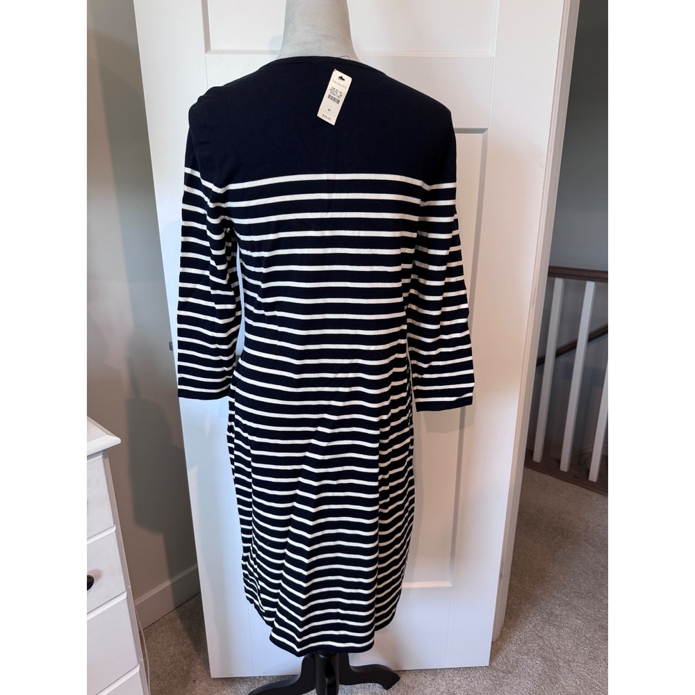 Talbots Navy nautical White Striped Lace Up Grommet Midi Sweater Dress NWT Med - Picture 5 of 9